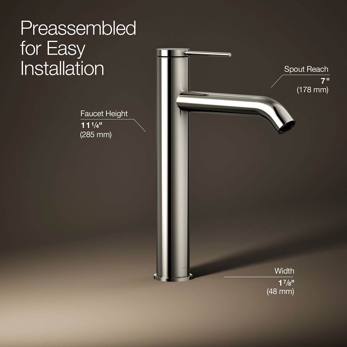 3/4 view of product with dimensions