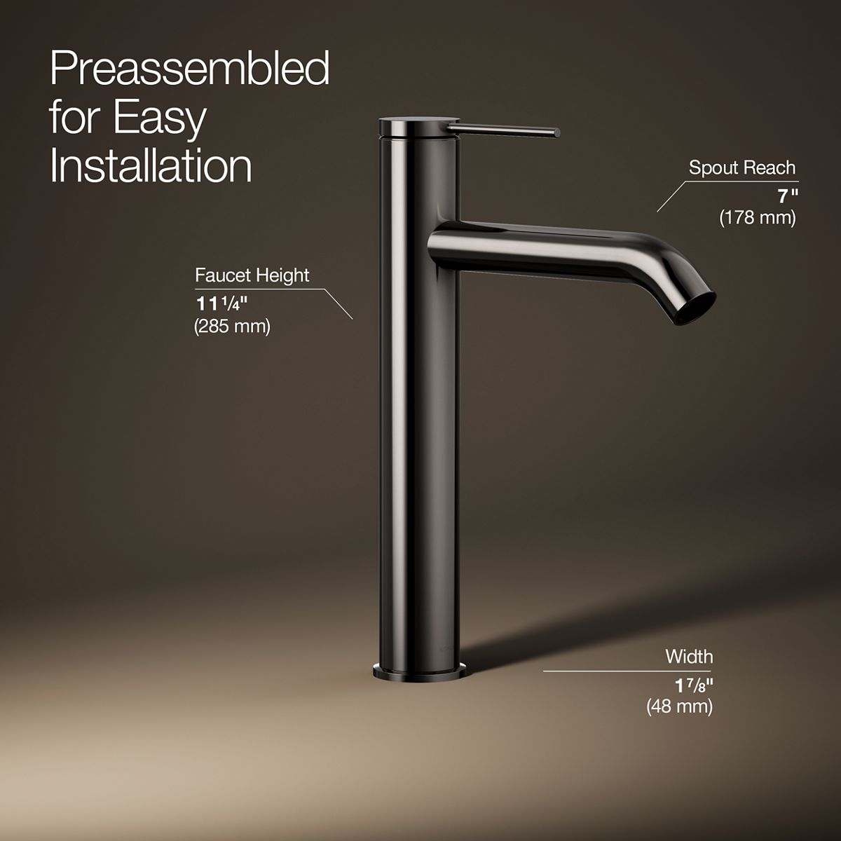 3/4 view of product with dimensions
