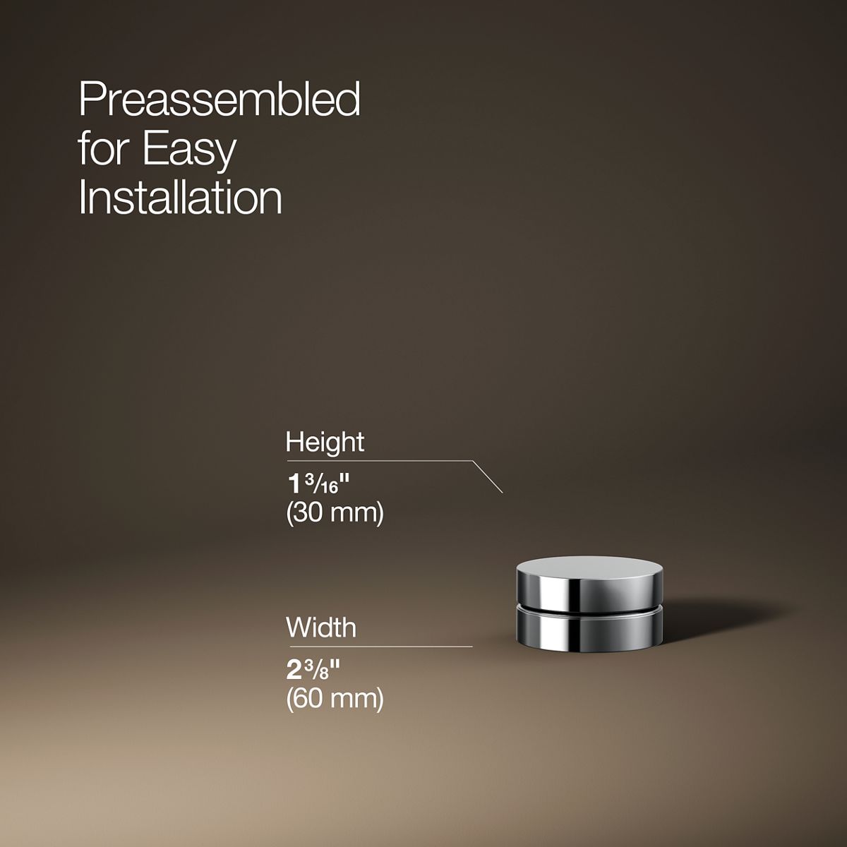 3/4 view of product with dimensions