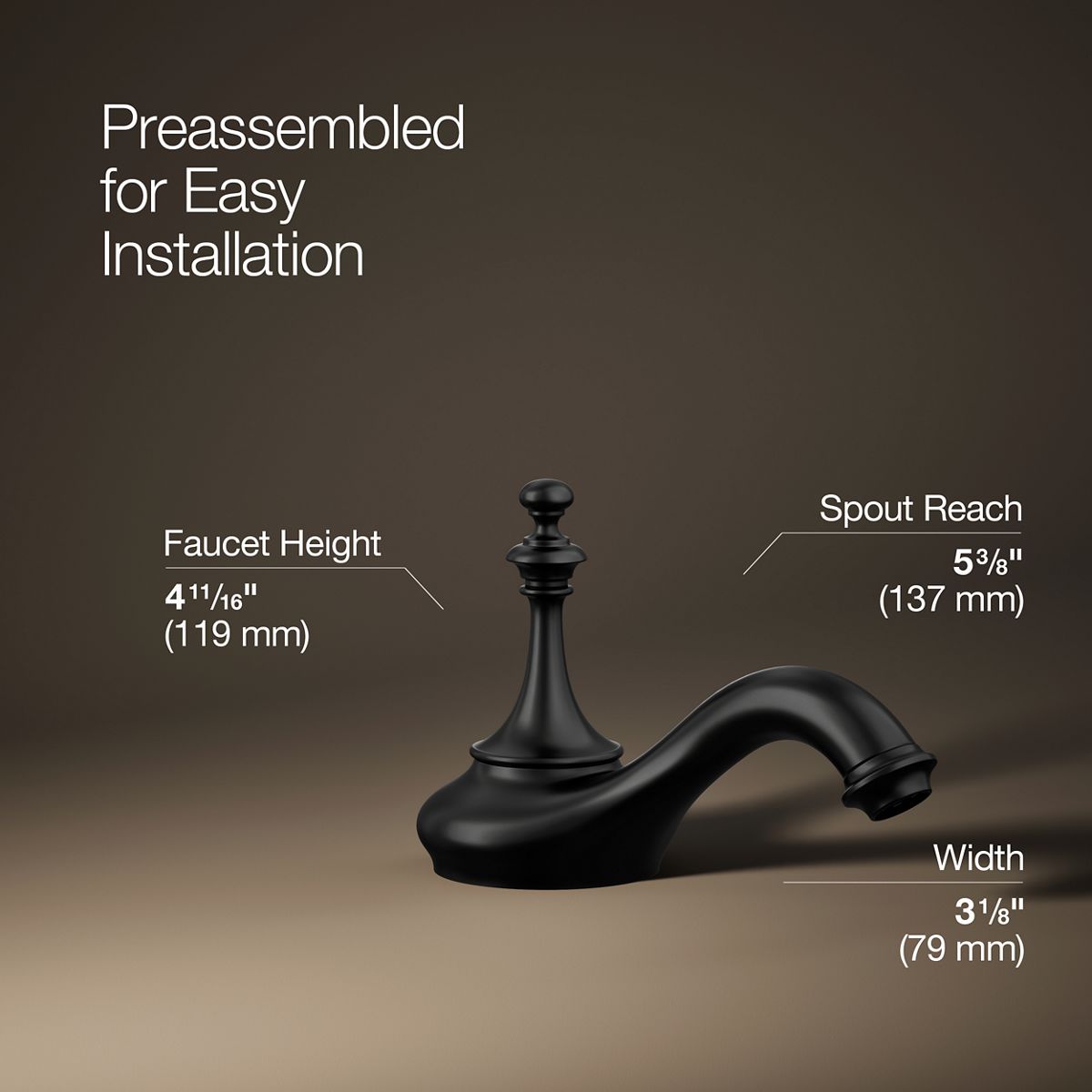 3/4 view of product with dimensions