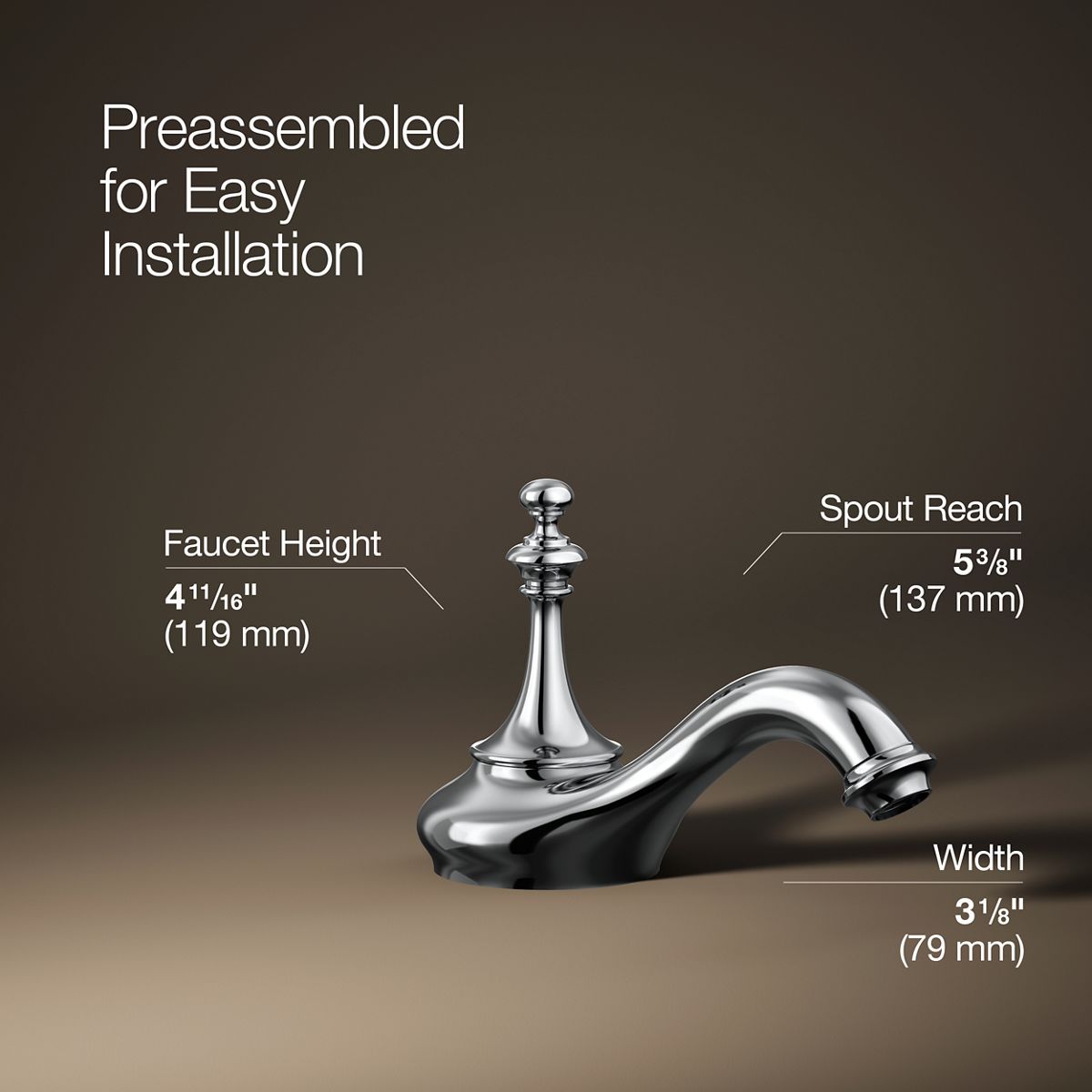 3/4 view of product with dimensions
