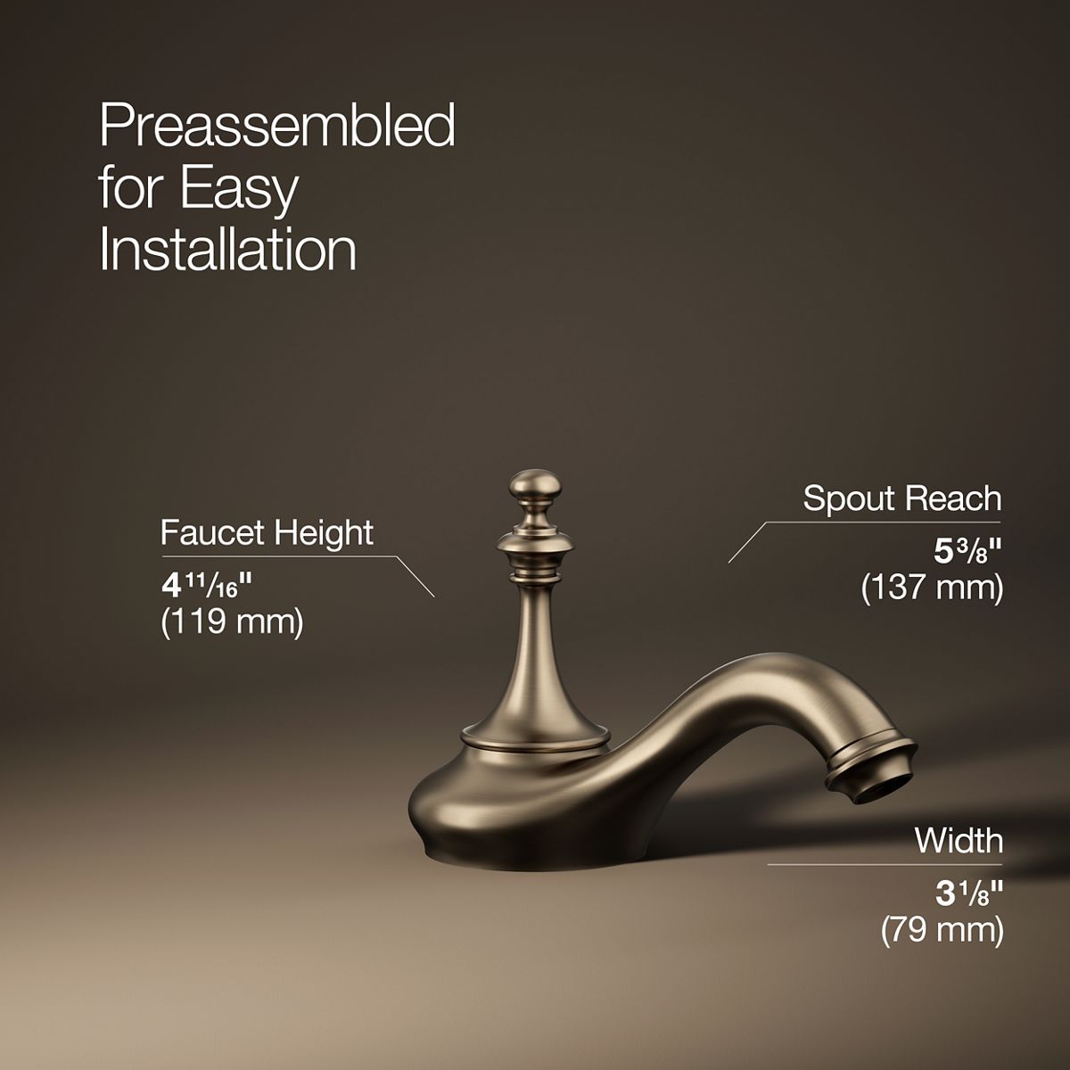 3/4 view of product with dimensions