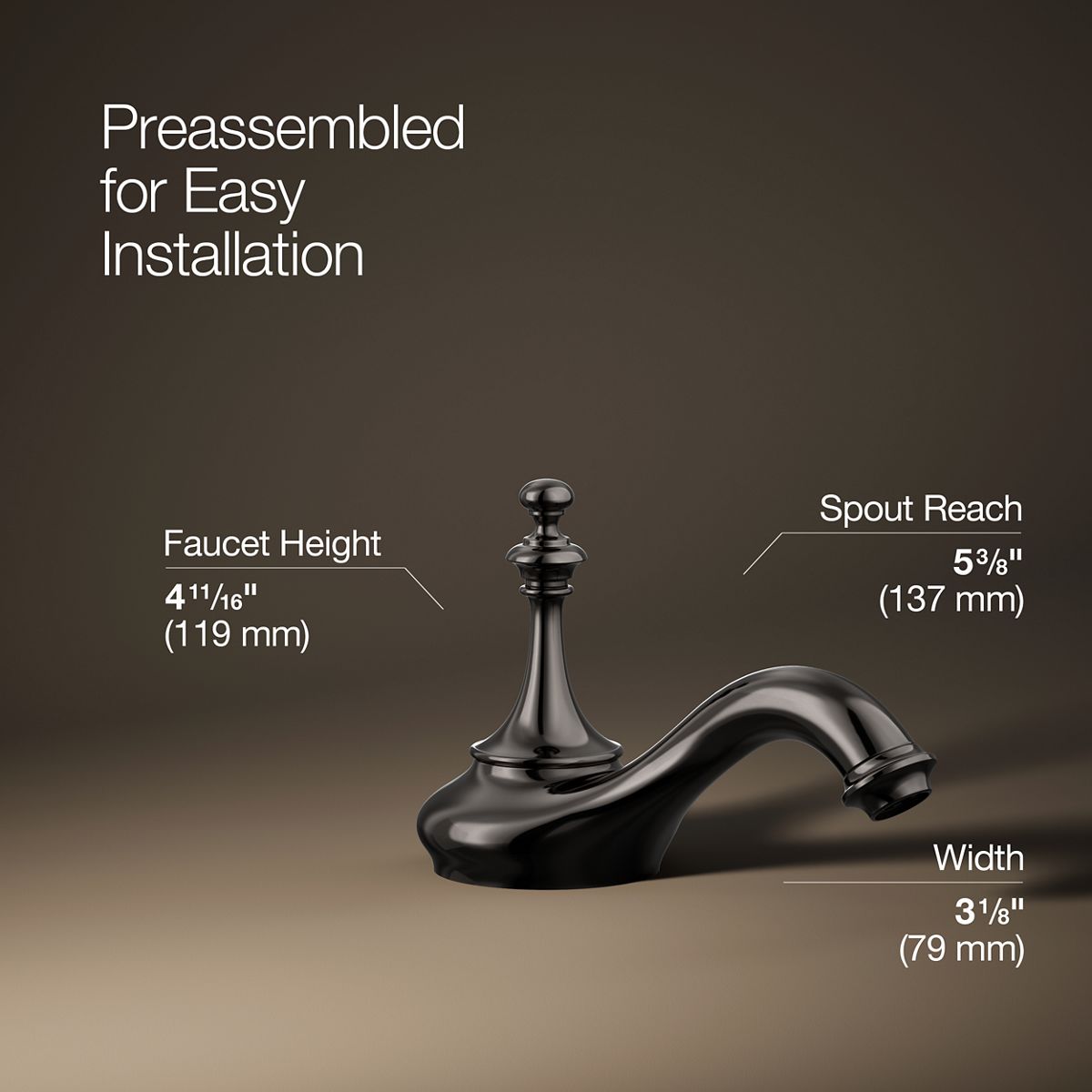 3/4 view of product with dimensions