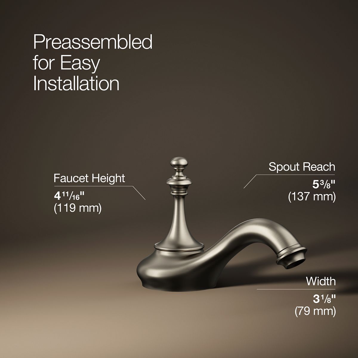 3/4 view of product with dimensions