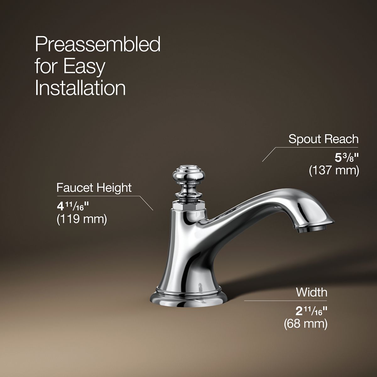 3/4 view of product with dimensions