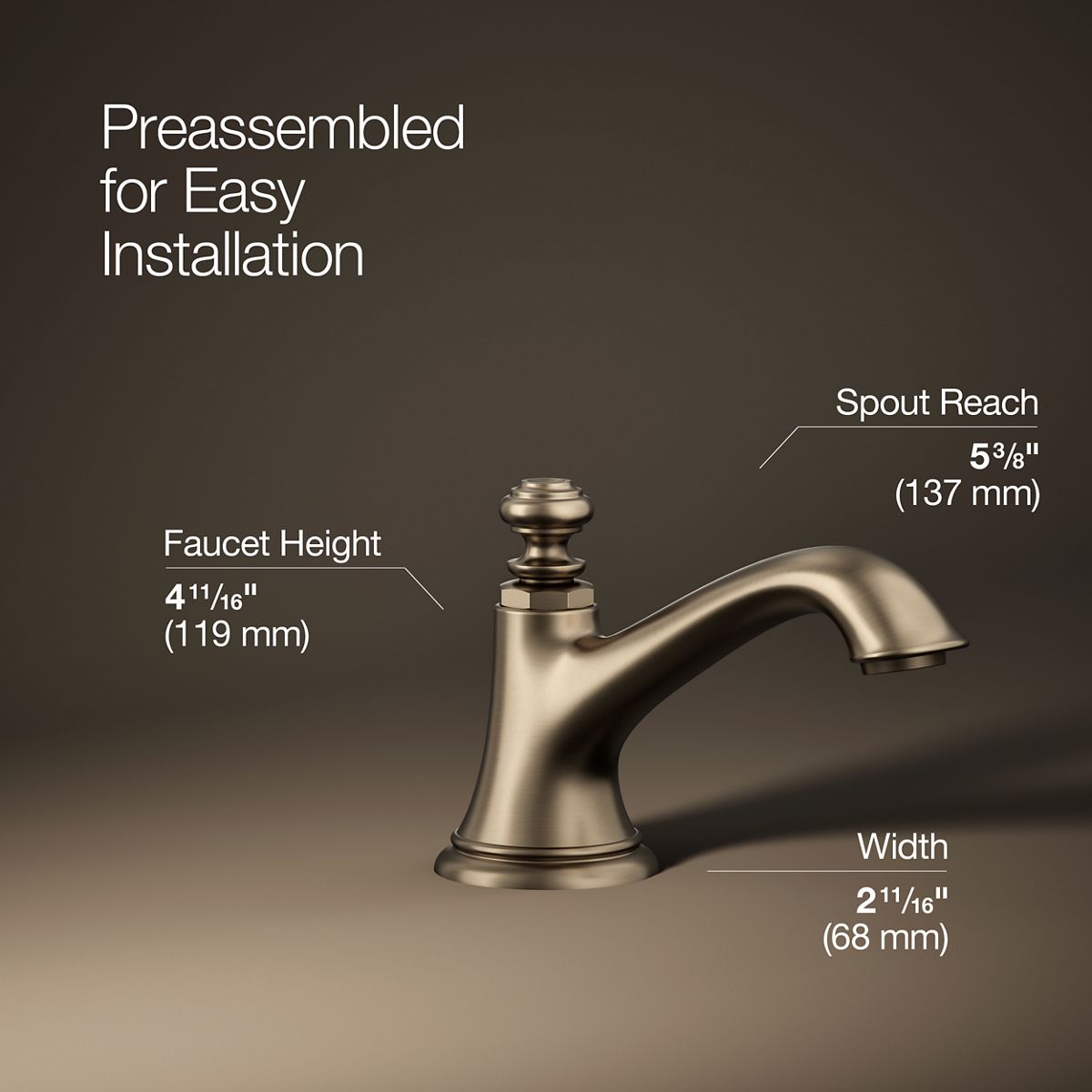 3/4 view of product with dimensions