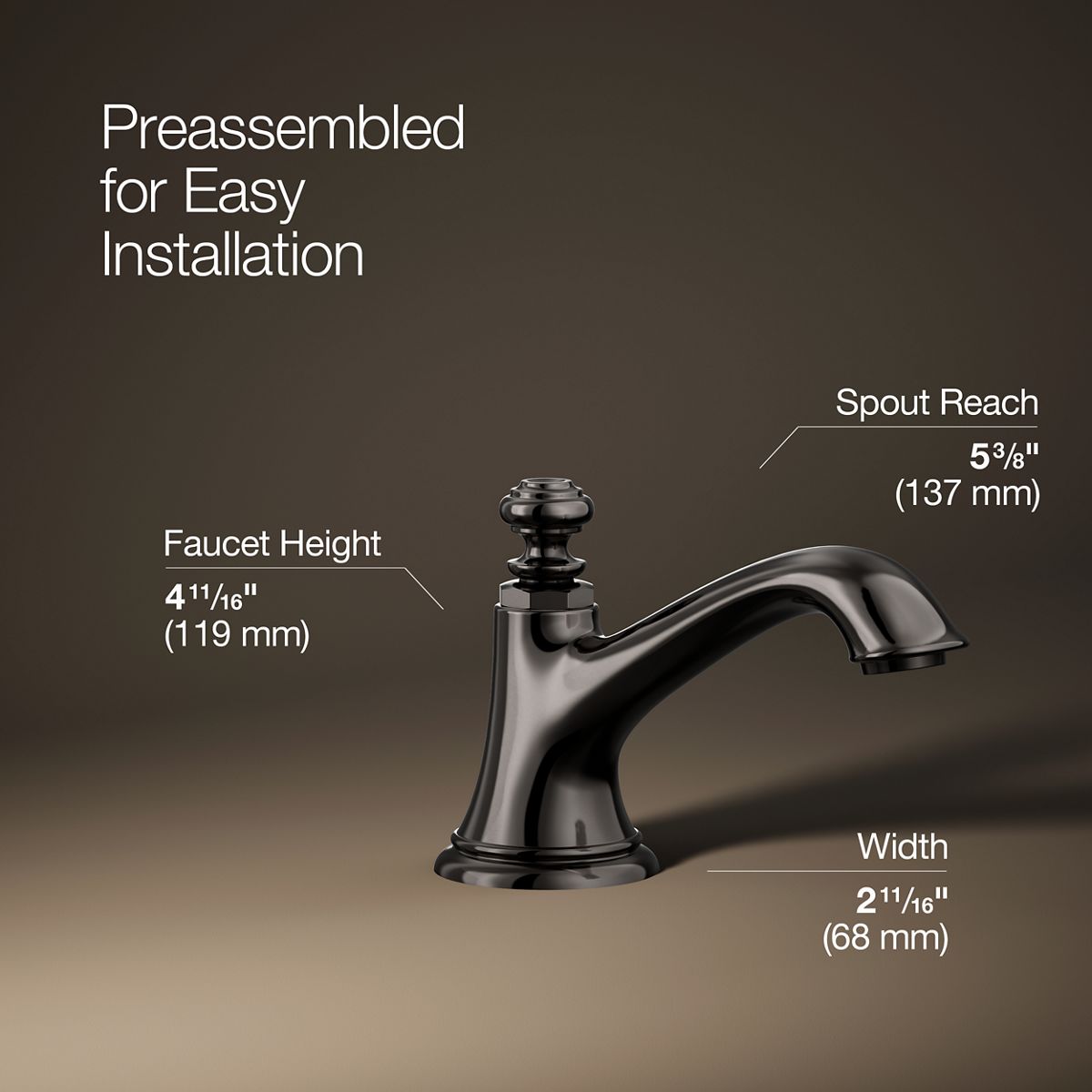 3/4 view of product with dimensions