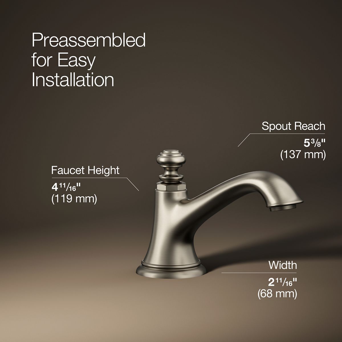 3/4 view of product with dimensions