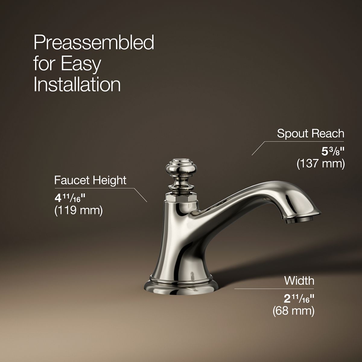 3/4 view of product with dimensions