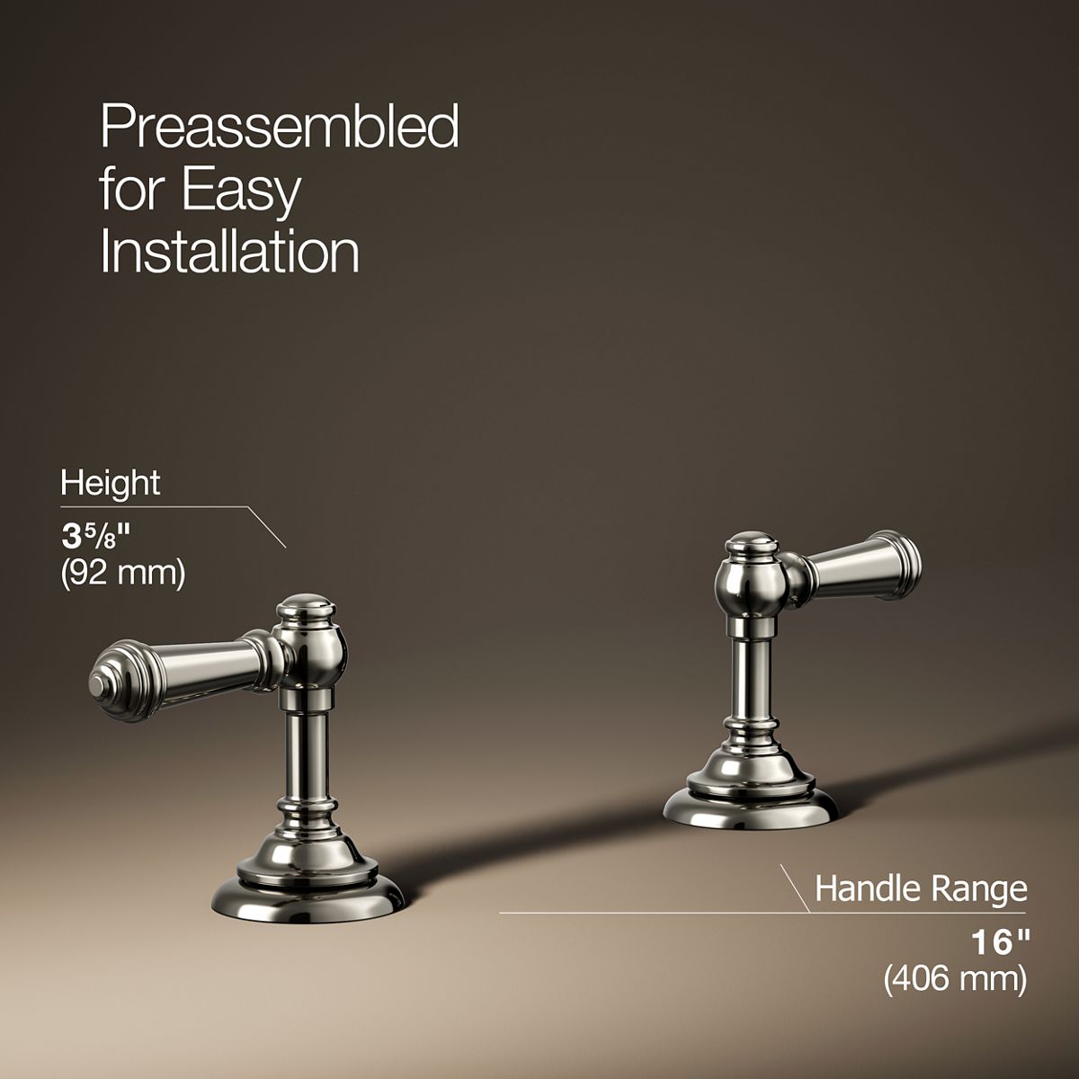 3/4 view of product with dimensions