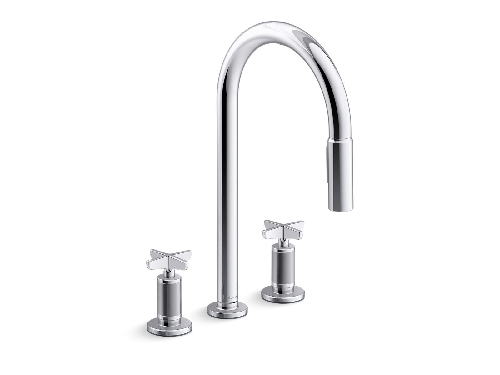 Billet Touchless pull-down kitchen sink faucet with two-function sprayhead