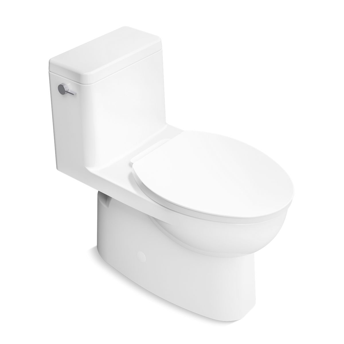 One-piece compact elongated toilet with skirted trapway, 1.28 gpf ...