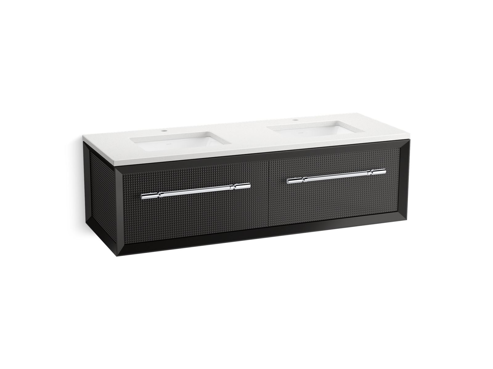 Enivo 60" wall-hung bathroom vanity cabinet with sinks and quartz top