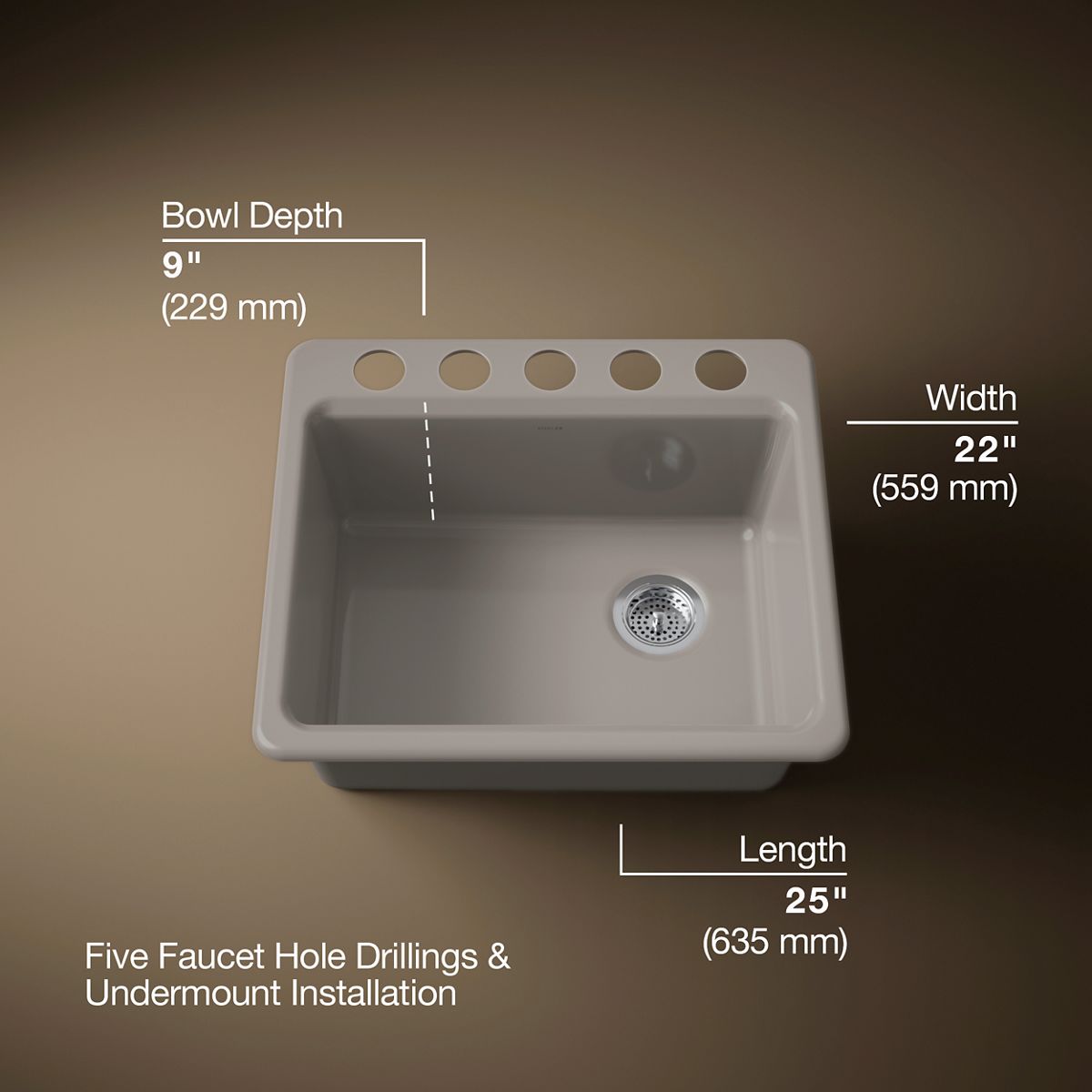 3/4 view of product with dimensions