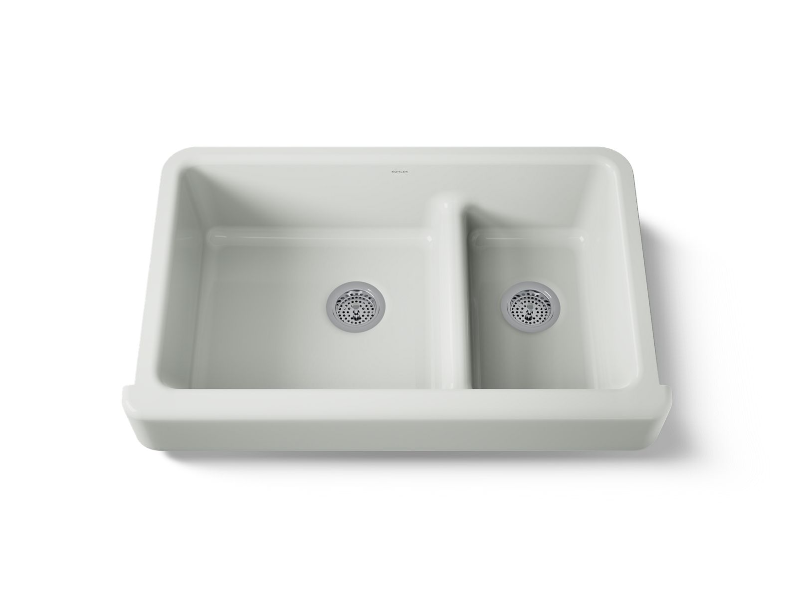Whitehaven Smart Divide 35-1/2" undermount double-bowl farmhouse kitchen sink with short apron