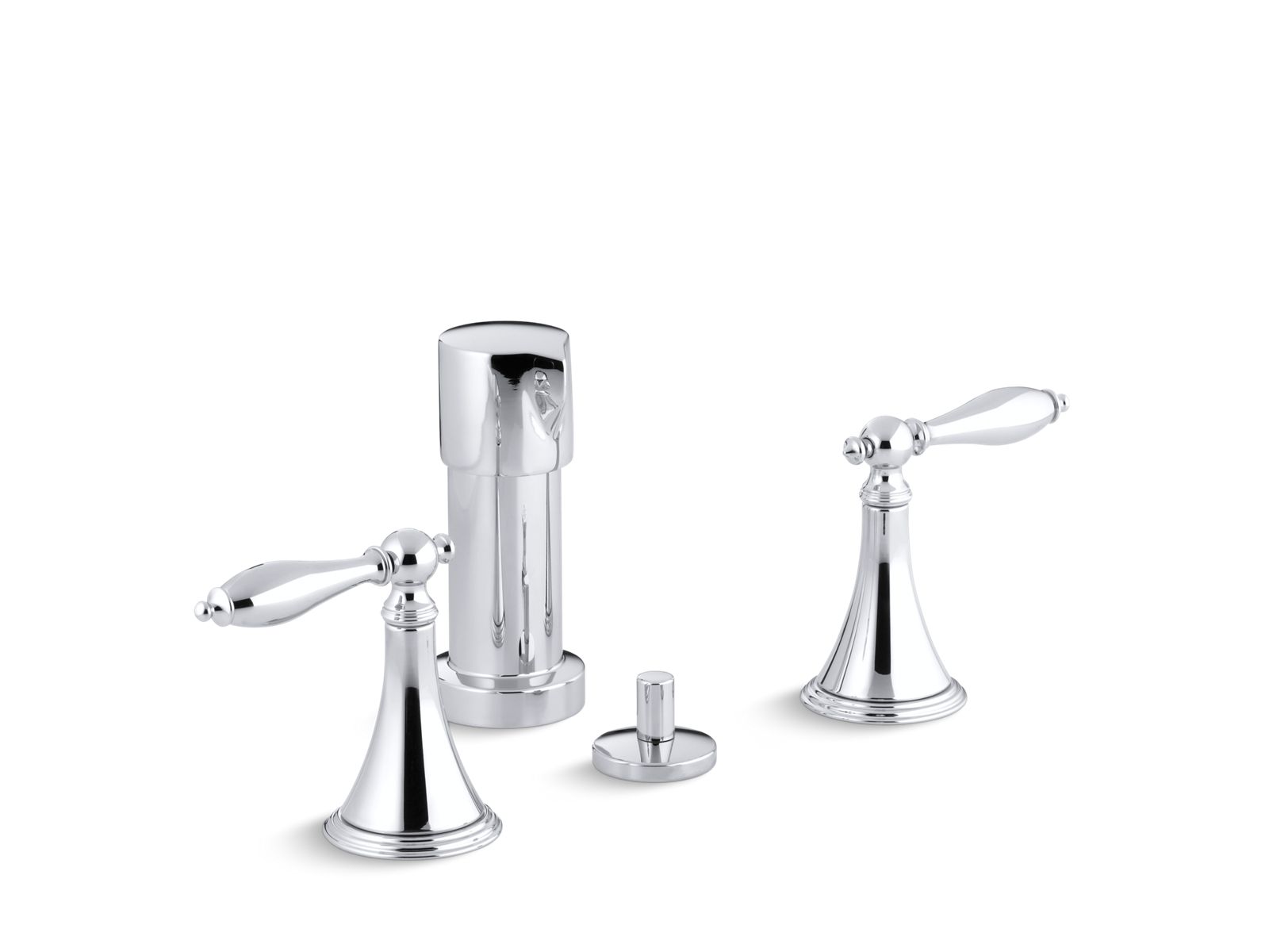 K 316 4m Cp Finial™ Vertical Spray Bidet Faucet With Lever Handles And Matching Handle Inserts 4321