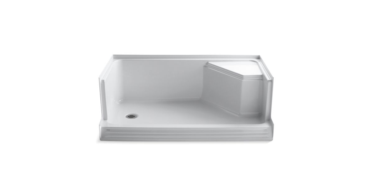 K9489 Memoirs Shower Base w/ Integral Seat, 60Inch Alcove KOHLER