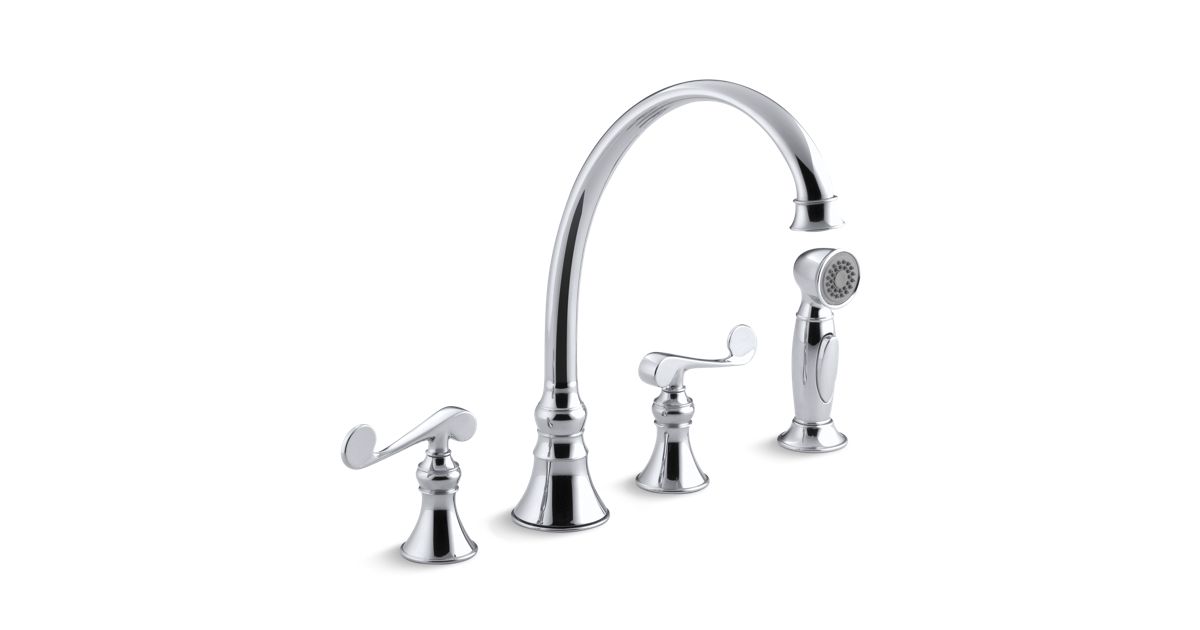 K 16109 4 Revival Kitchen Sink Faucet With Scroll Handles