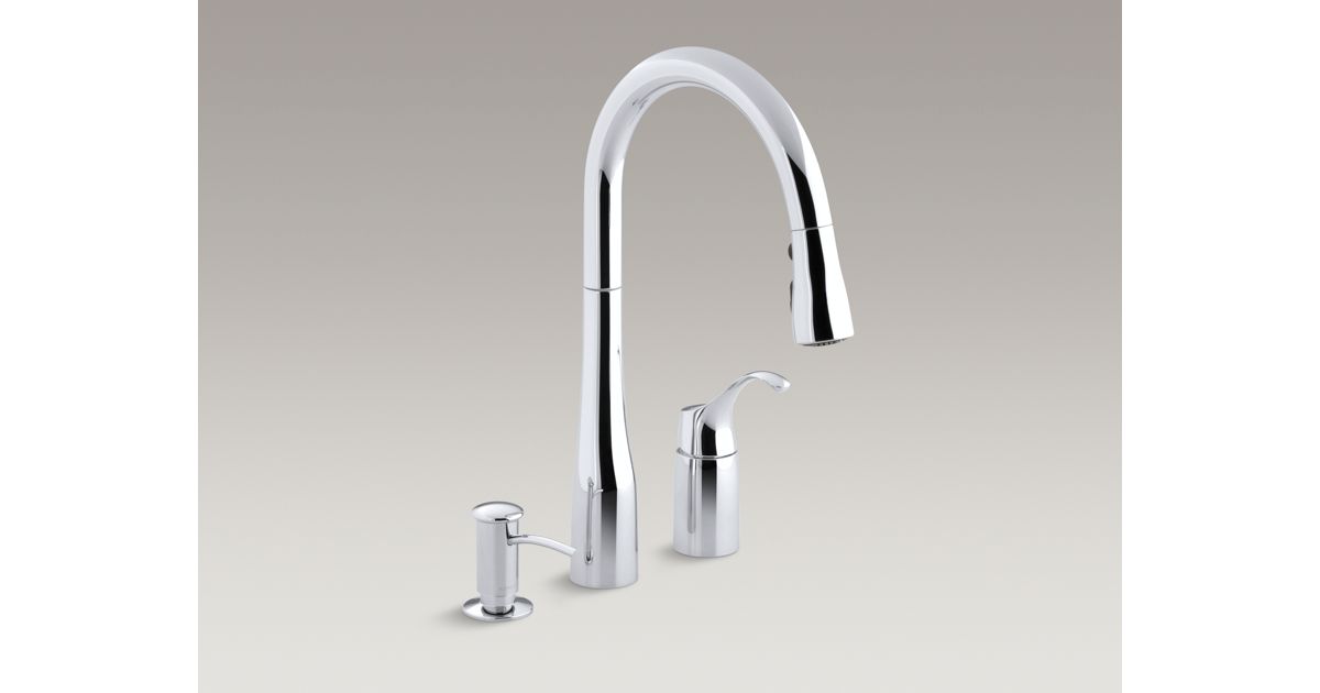 K R648 Simplice Pull Down Kitchen Sink Faucet W Soap Dispenser Kohler