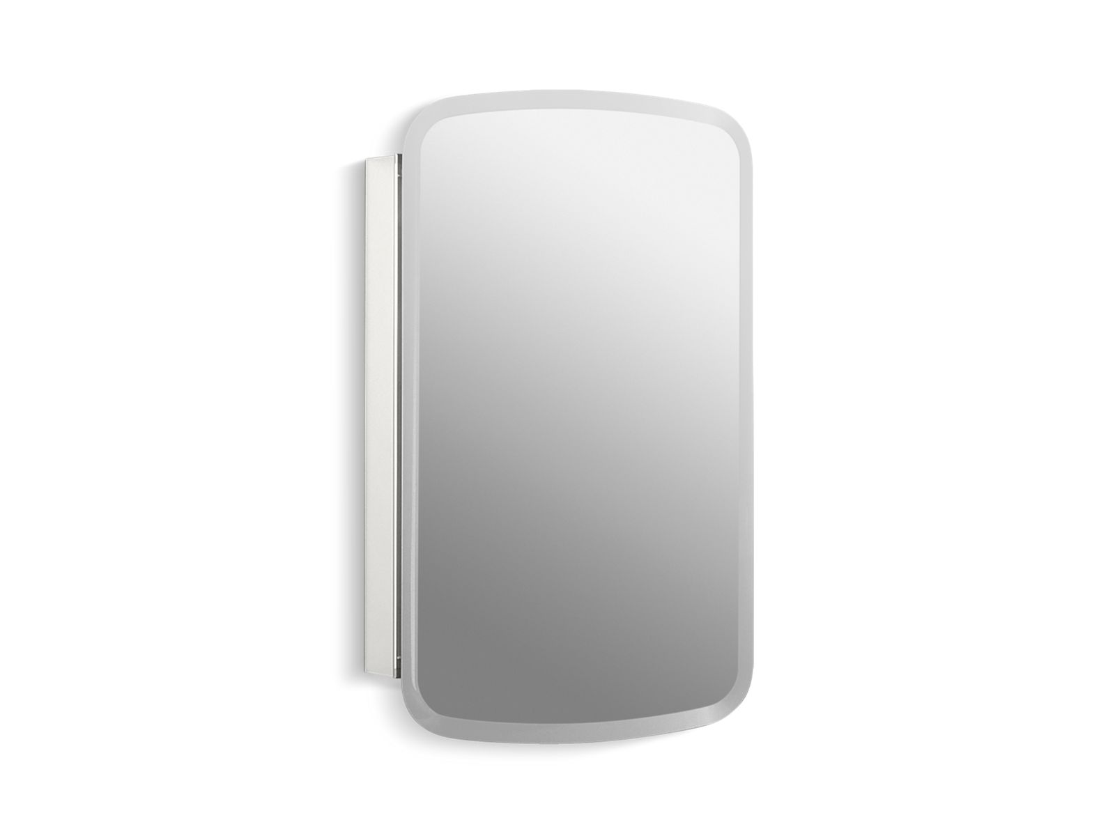 Bancroft 20" W x 31" H aluminum single-door medicine cabinet with mirrored door, beveled edges