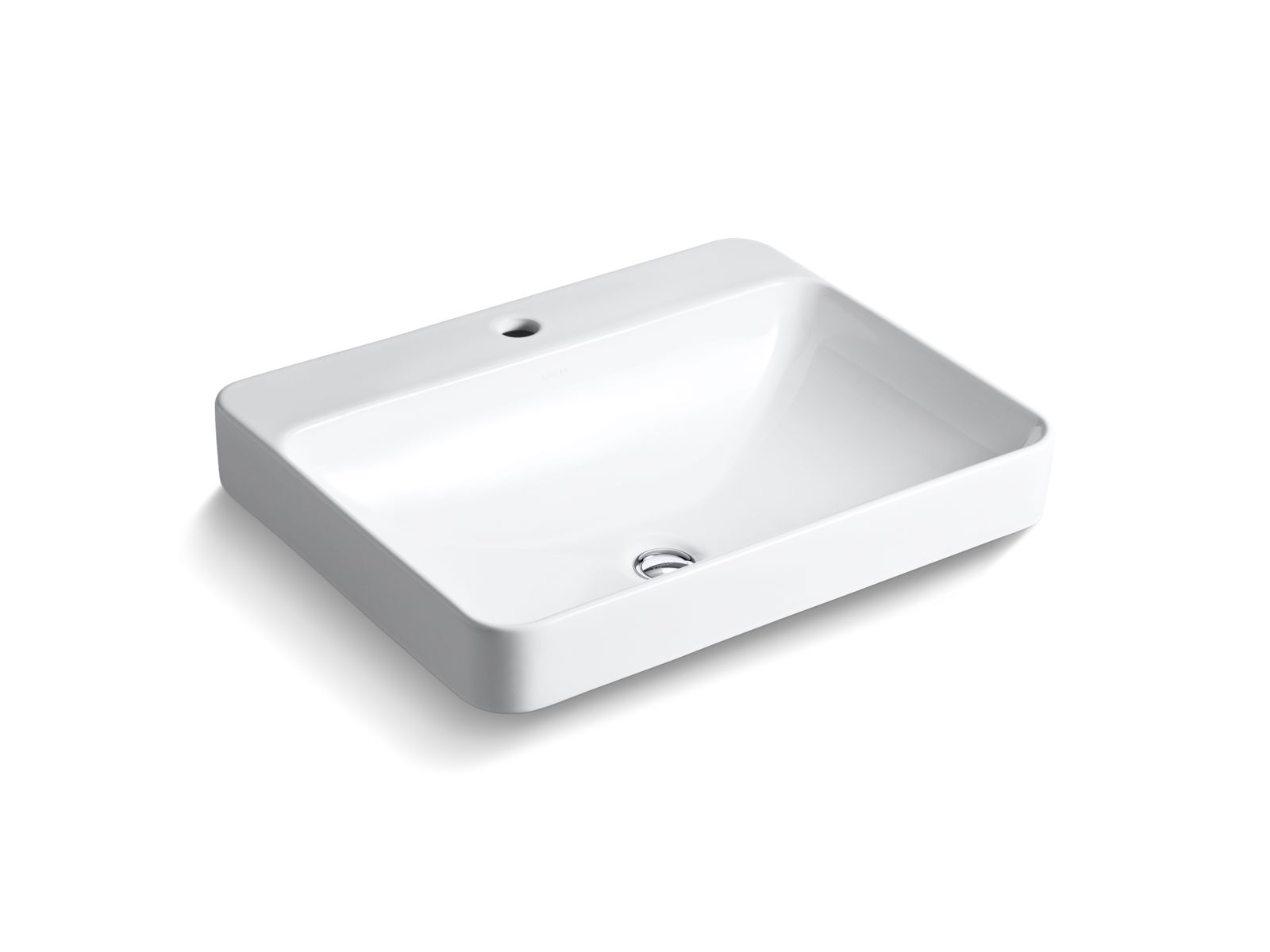 Kohler Co., Bathroom Sinks, Sleek and contemporary, the Vox Rectangle vessel-style sink features a wide, shallow basin and