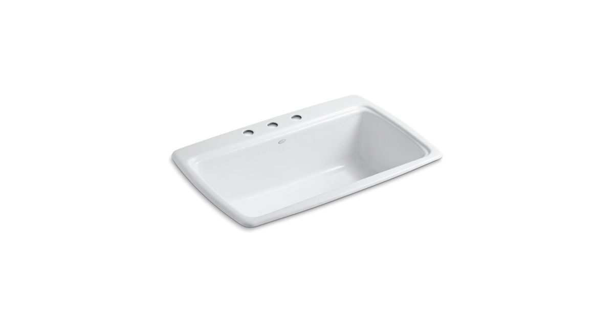 K58633 Cape Dory TopMount Kitchen Sink with Three Faucet Holes