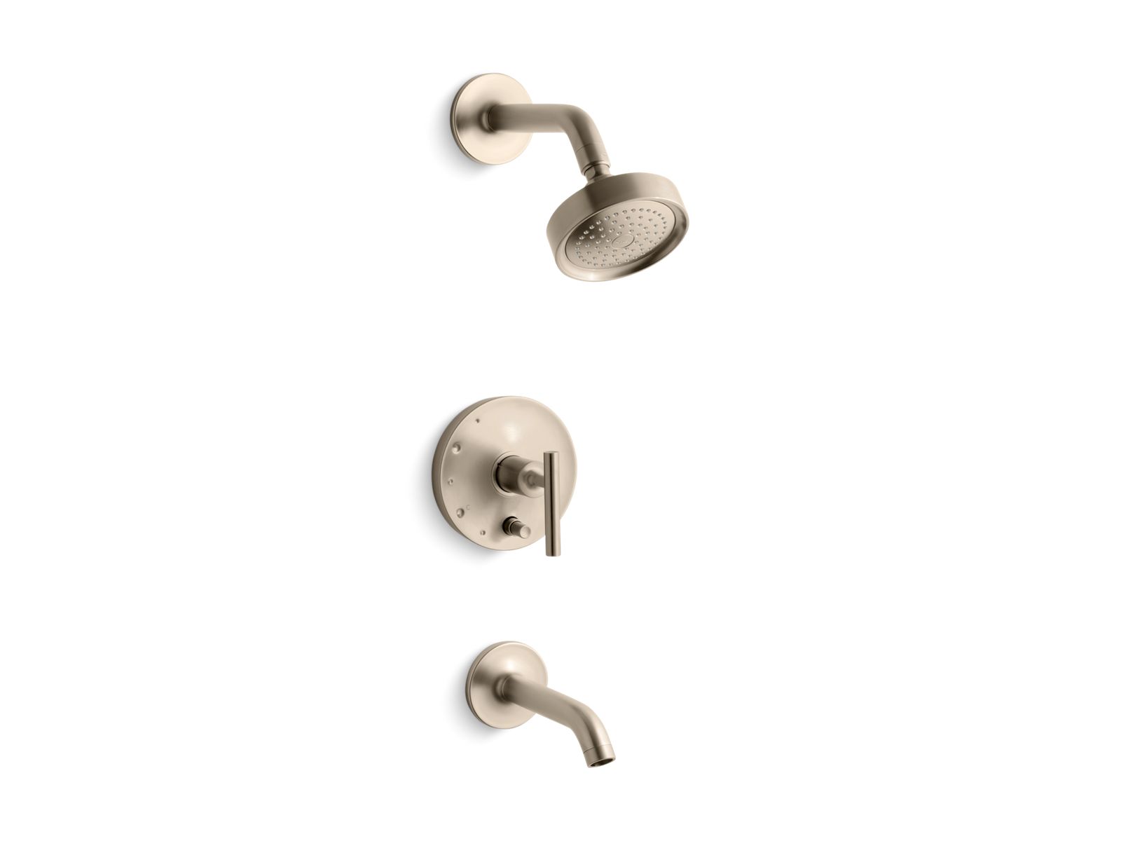 Purist Rite-Temp bath and shower trim kit with push-button diverter and lever handle, 2.5 gpm
