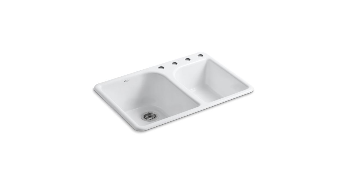 K 5932 4 Executive Chef Top Mount Kitchen Sink With Four Holes Kohler [ 630 x 1200 Pixel ]