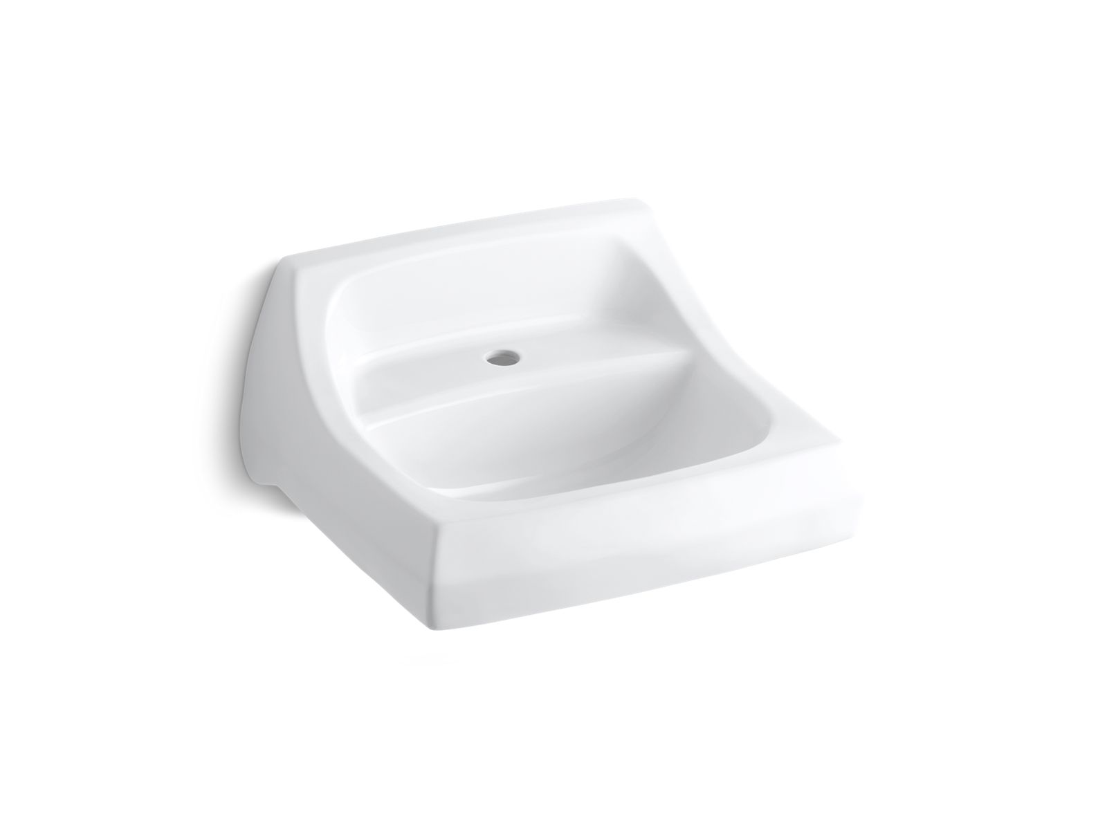 Kohler Co., Sinks, Here's a wall-mount lavatory that can stand up to high-volume usage. Vitreous china construction offers