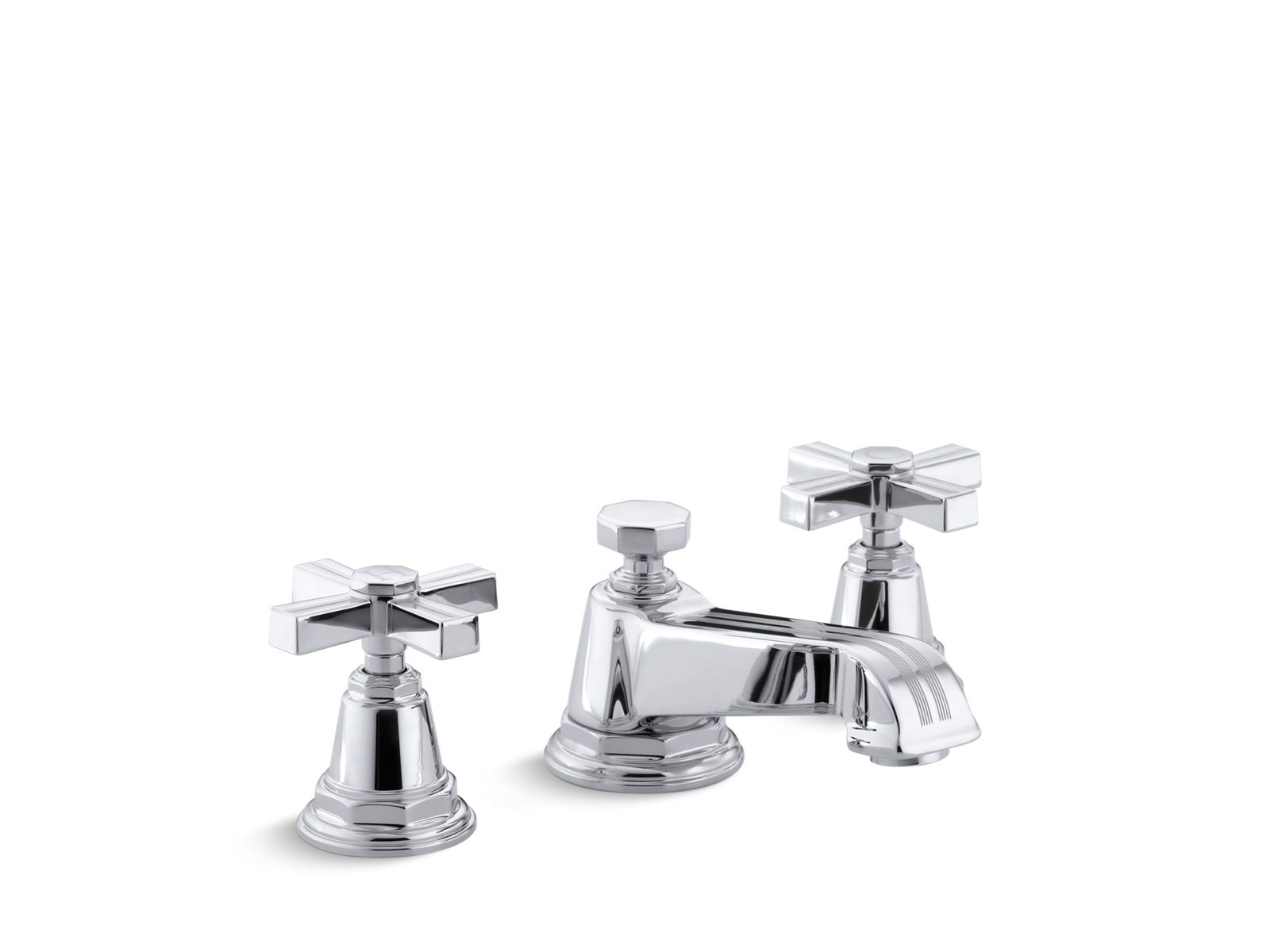 Kohler Co., Bathroom Faucet, Featuring a design reminiscent of 1930s Art Deco, Pinstripe faucets and accessories bring