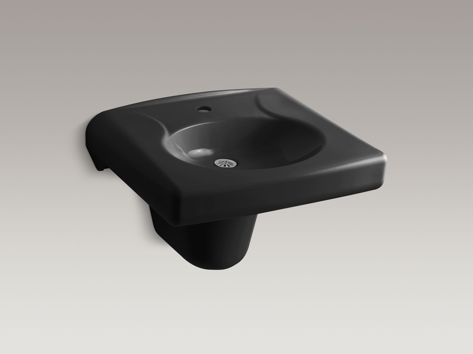 Kohler Brenham™ Wall-Mounted Or Concealed Carrier Arm Mounted Commercial Bathroom Sink With Single Faucet Hole No Overflow And Right Hand Soap Dispenser Hole Antimicrobial Finish Lbpr1011
