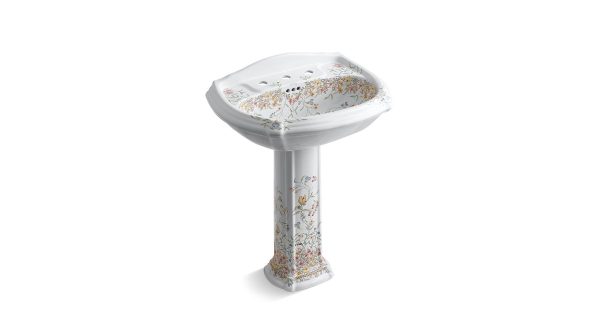 K 14192 Fl English Trellis Design On Portrait Pedestal Sink Kohler