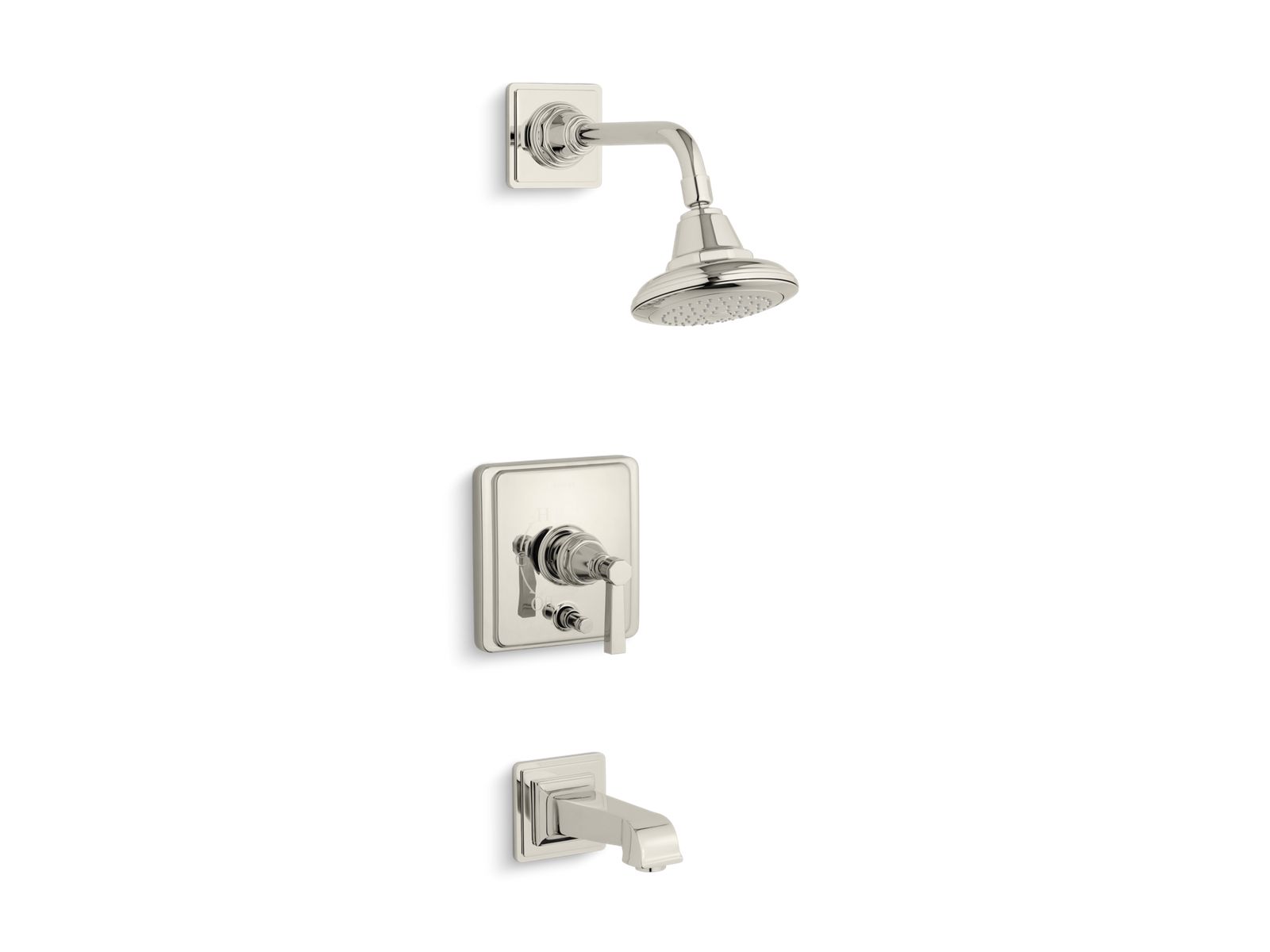 Pinstripe Pure Rite-Temp bath and shower trim kit with push-button diverter and lever handle, 2.5 gpm