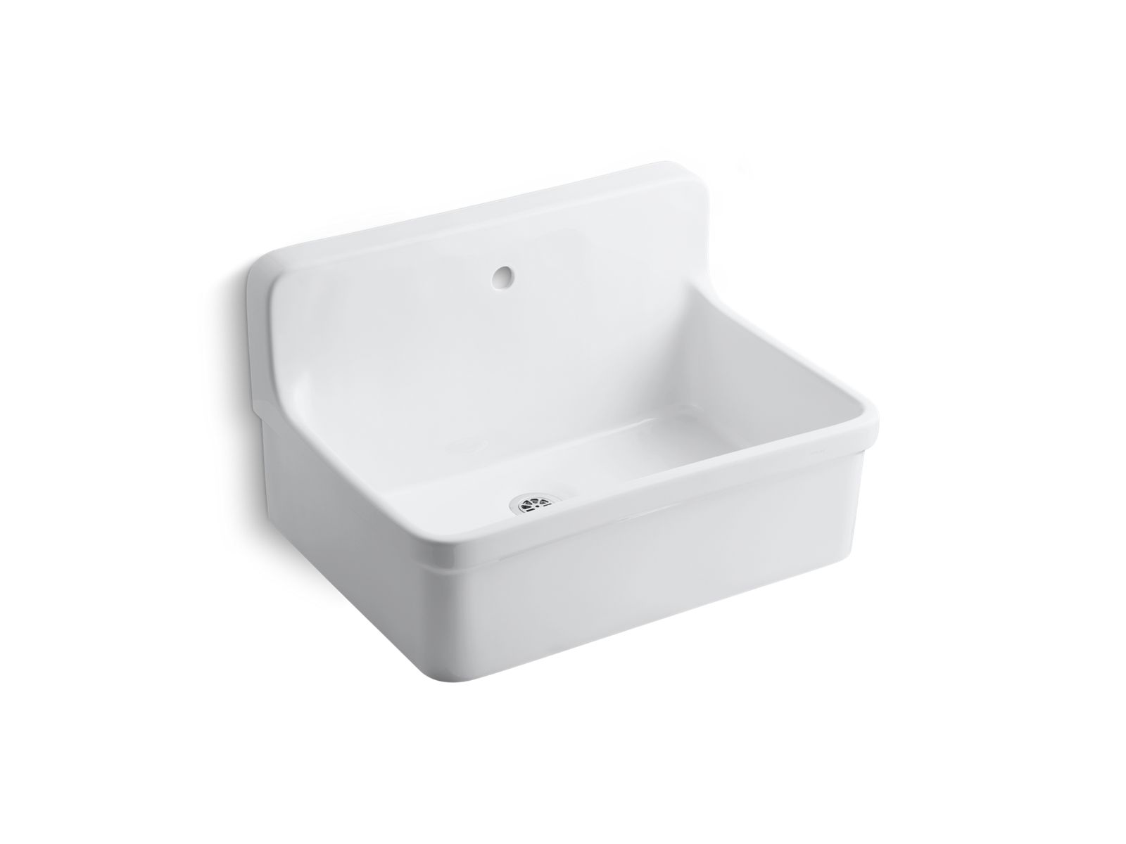 Kohler Co., Service Sink, The integral backsplash of the Gilford scrub-up/plaster sink blends nostalgic appeal with modern