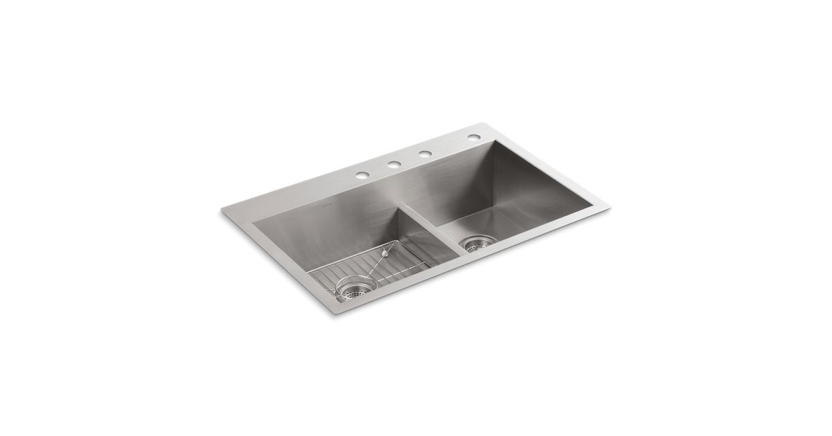 K 3839 4 Vault Smart Divide Kitchen Sink With Four Faucet Holes Kohler