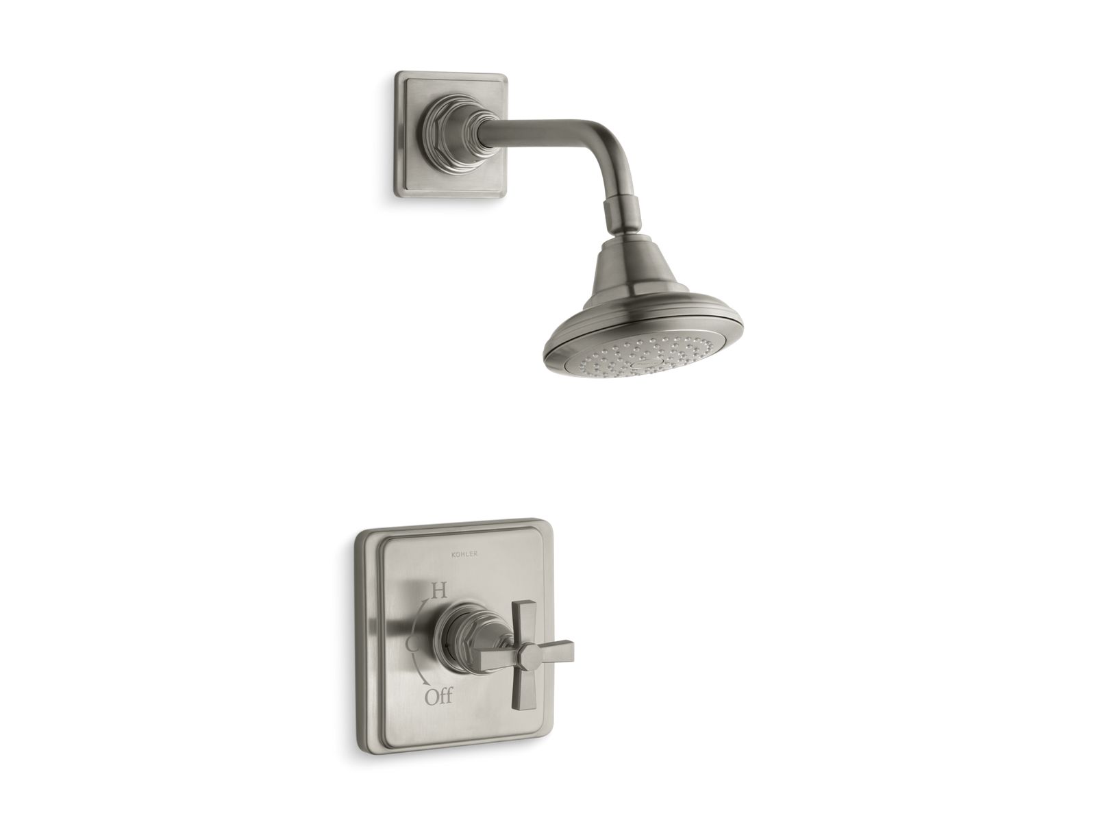 Pinstripe Pure Rite-Temp shower trim kit with cross handle, 2.5 gpm
