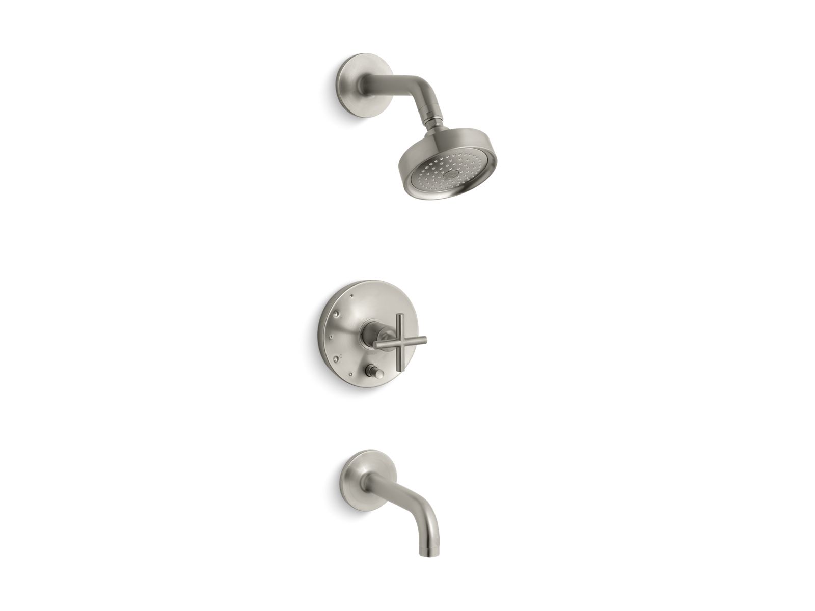 Purist Rite-Temp bath and shower trim kit with push-button diverter and cross handle, 2.5 gpm
