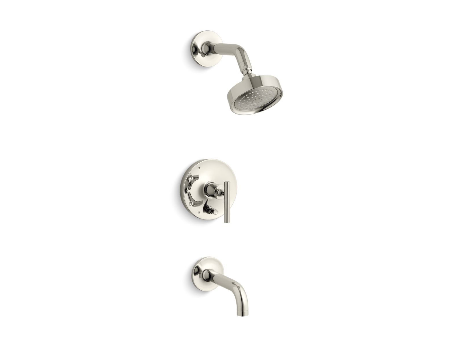 Purist Rite-Temp bath and shower trim kit with push-button diverter and lever handle, 2.5 gpm