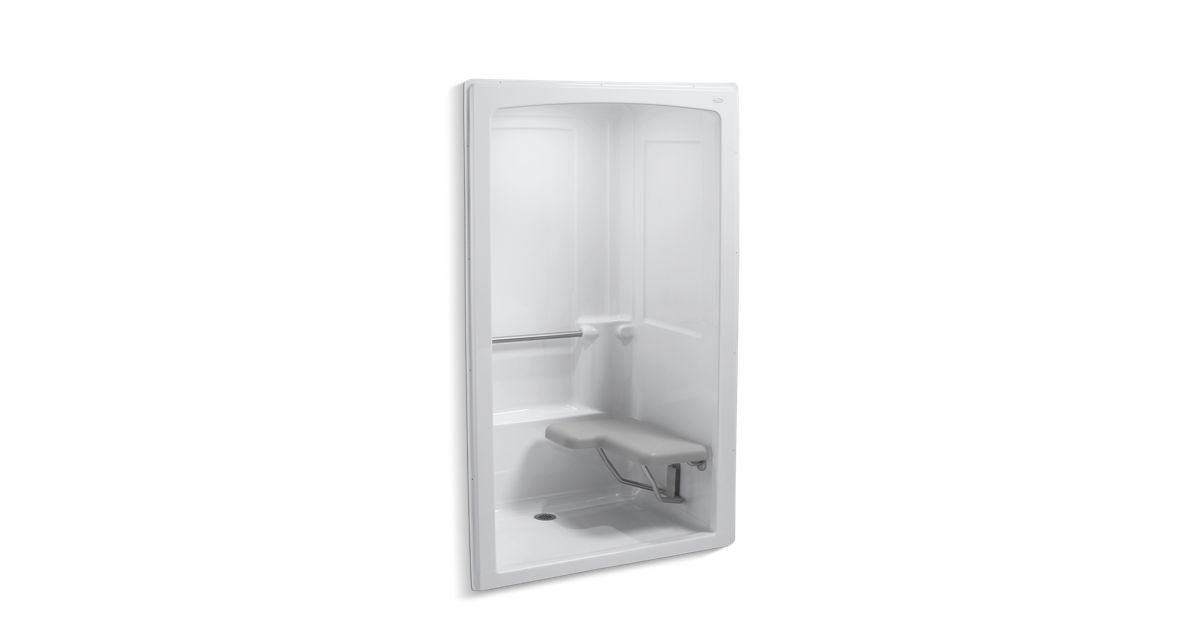 K 12112 C Freewill 52 X 38 12 X 84 Barrier Free Shower Stall With Brushed Stainless Steel 9523