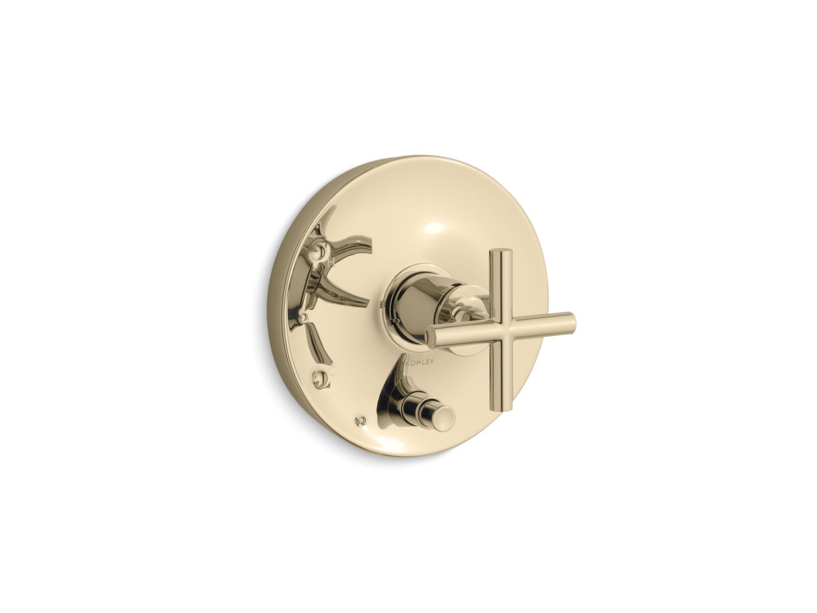Purist Rite-Temp valve trim with push-button diverter and cross handle