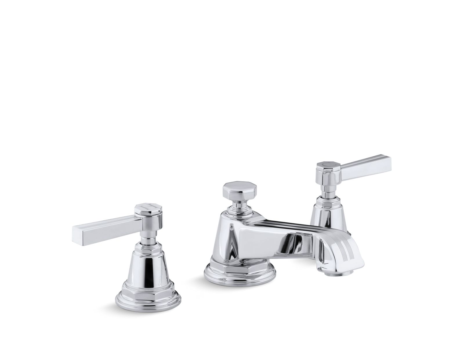 Kohler Co., Bathroom Faucet, Featuring a design reminiscent of 1930s Art Deco, Pinstripe faucets and accessories bring