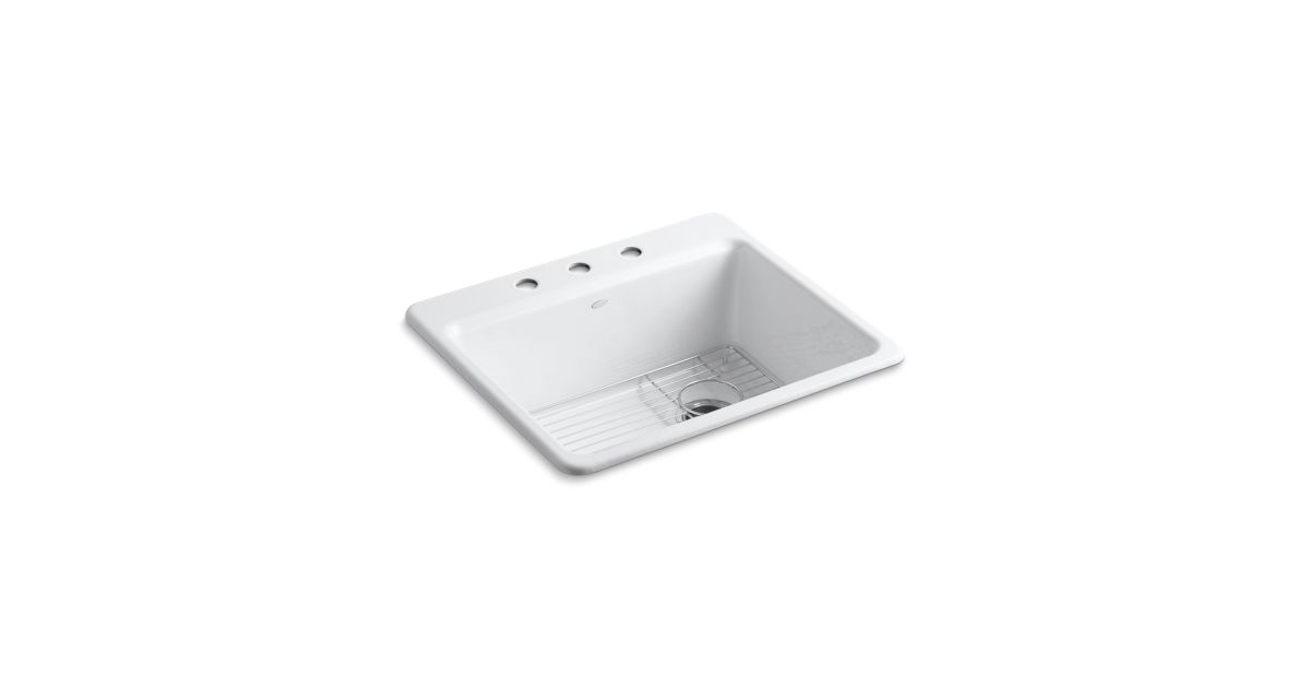 K 5872 3a1 Riverby Top Mount Kitchen Sink With Three Faucet Holes Kohler