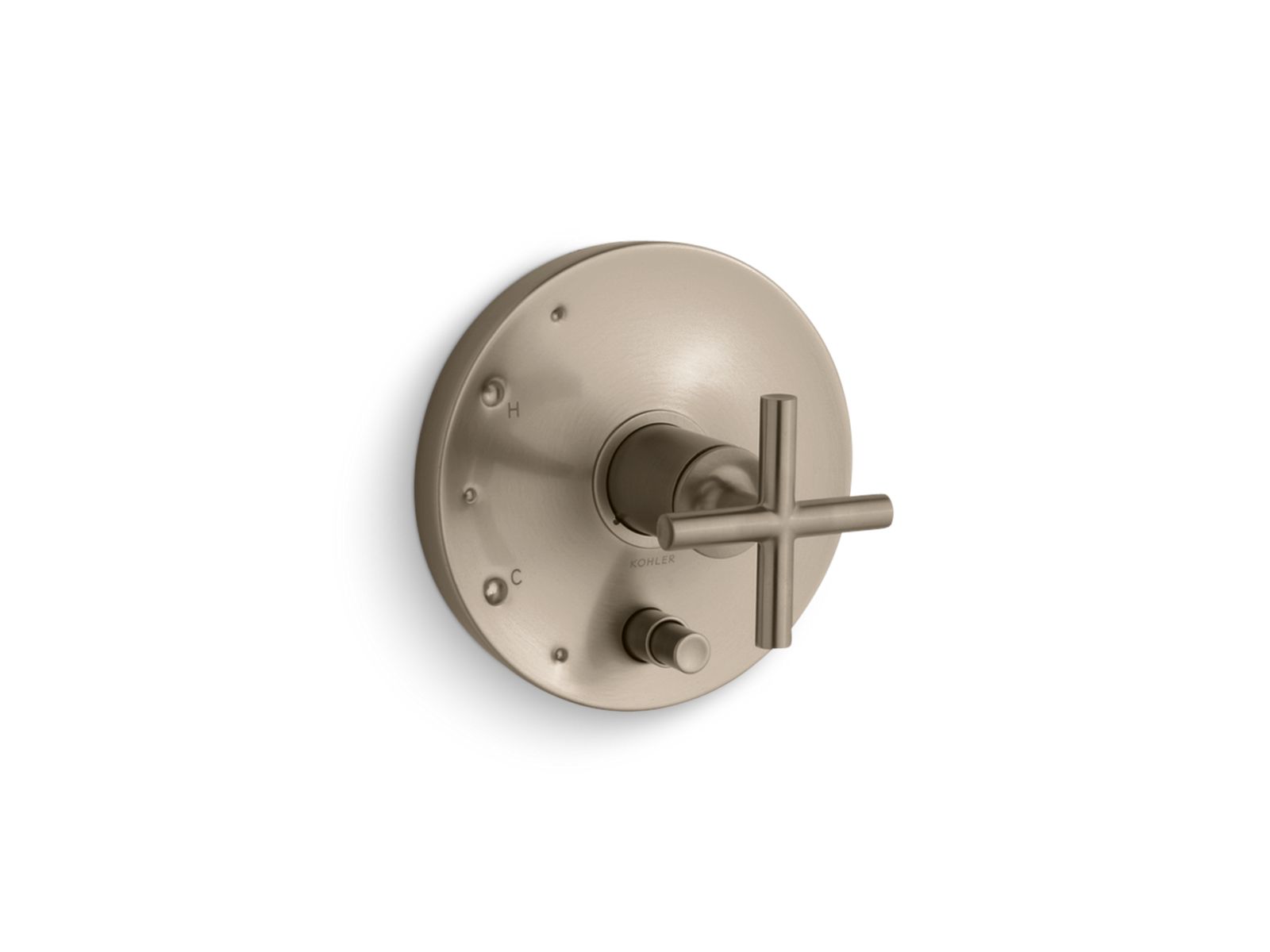 Purist Rite-Temp valve trim with push-button diverter and cross handle