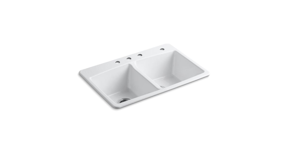 K 5846 4 Brookfield Top Mount Kitchen Sink With Four Faucet Holes Kohler