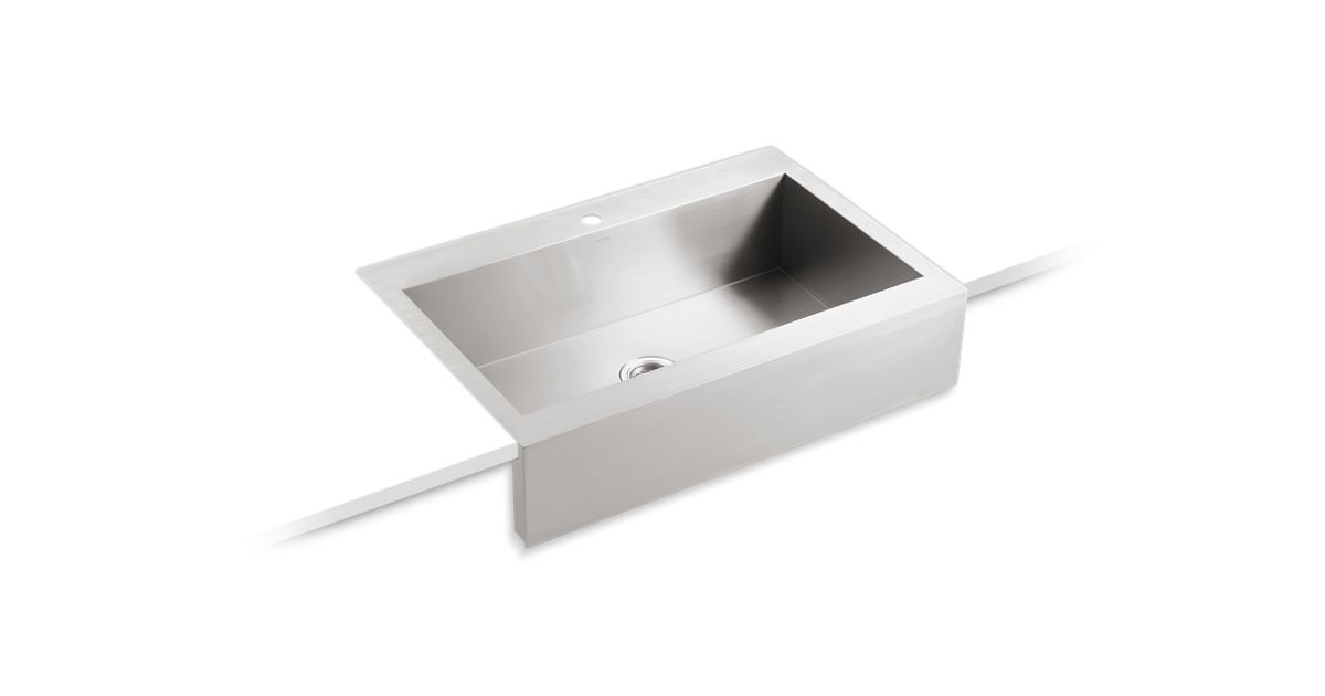 K 3942 1 Vault Apron Front Top Mount Sink With Single Faucet Hole Kohler