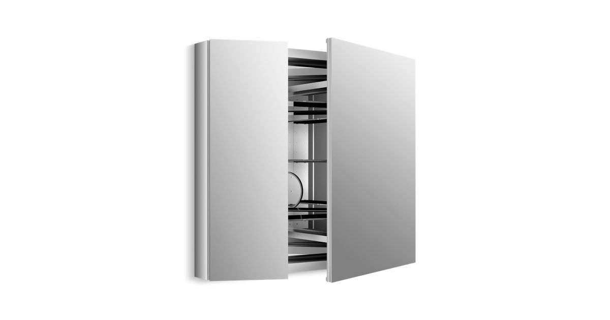 K 99009 Scf Verdera Aluminum Medicine Cabinet With Adjustable Flip Out Flat Mirror 34 W X 30 H Kohler