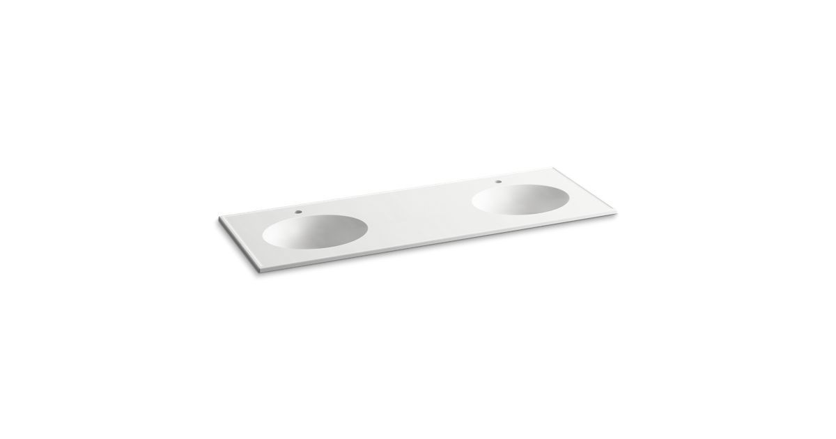 K28981 Ceramic/Impressions 61inch Oval DoubleBowl VanityTop