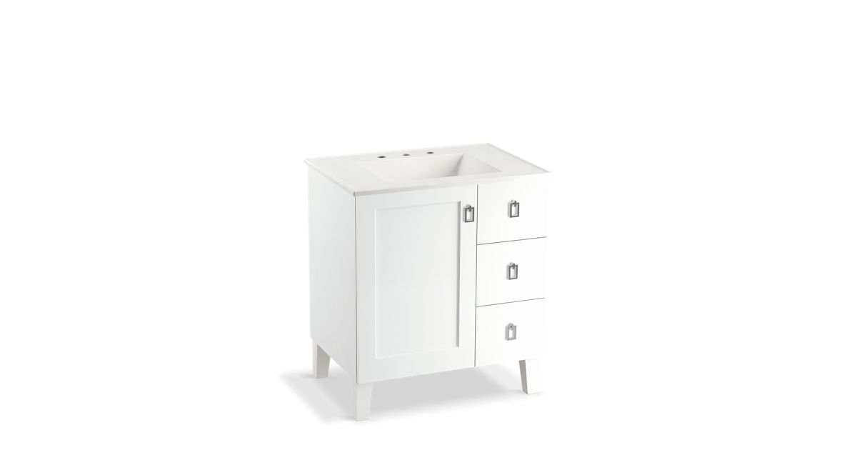 K 99530 Lgr Poplin 30 Inch Vanity, Bathroom Base Cabinet With Drawers