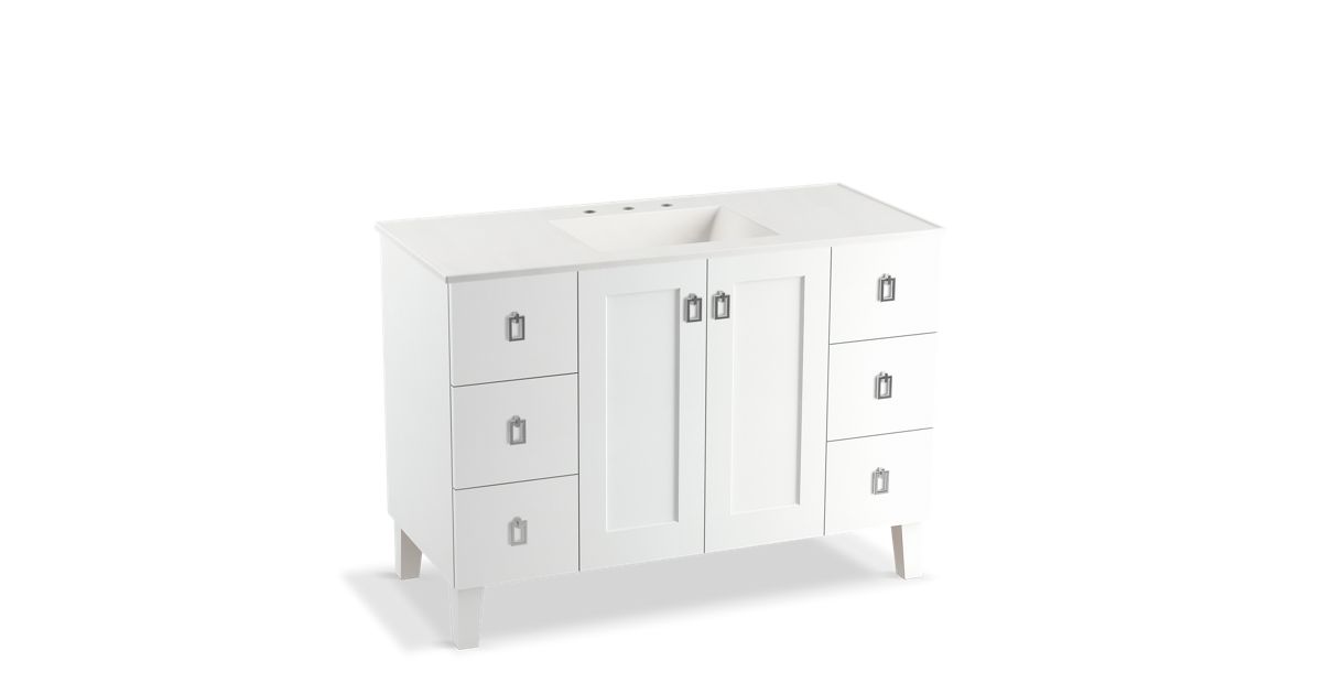 K 99535 Lgsd Poplin 48 Inch Vanity With Legs 2 Doors 6 Drawers