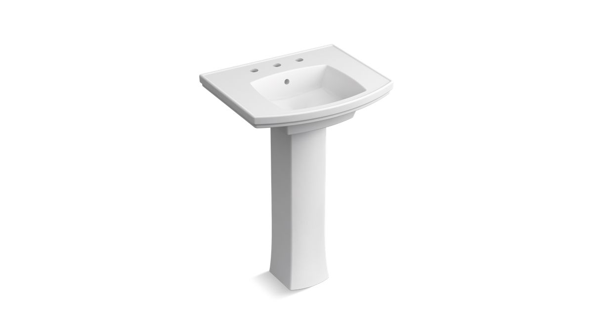 KR63768 Elliston Pedestal Bathroom Sink, 8Inch Widespread KOHLER